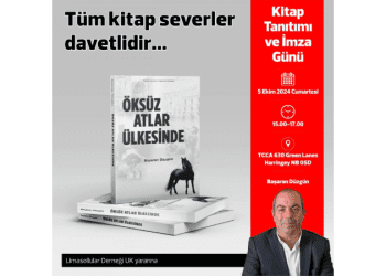 Başaran Düzgün’ün imza günü 5 Ekim’de, Haringey’de ki Toplum Merkezi’nde