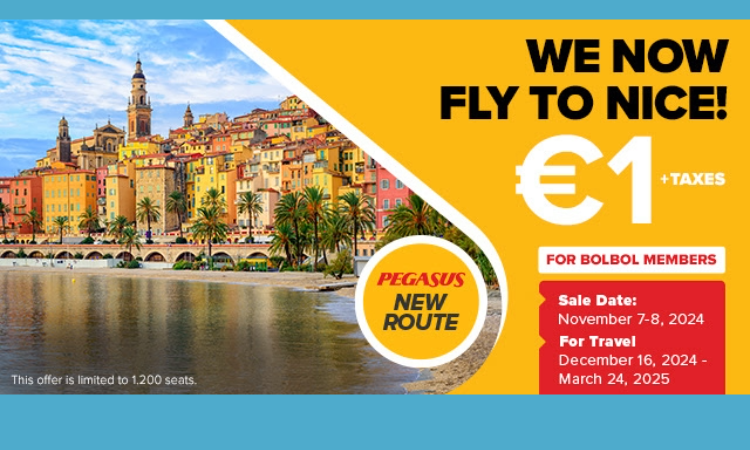 Pegasus’tan tanıtım kampanyası; İstanbul’dan, Nice’e 1 € + vergilerle uçuş
