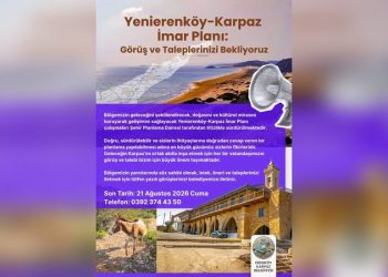 Yenierenköy-Karpaz İmar Planı için halkın görüş ve talepleri bekleniyor