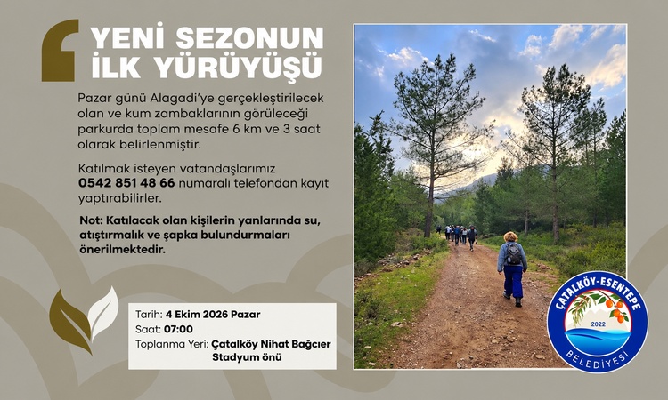 Çatalköy-Esentepe’de yeni sezonun ilk doğa yürüyüşü 4 Ekim’de, Alagadi’ye